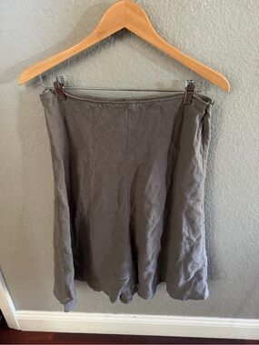 Eileen Fisher 100% Linen Gray A-Line Skirt Small Pull On Minimalist Lagenlook